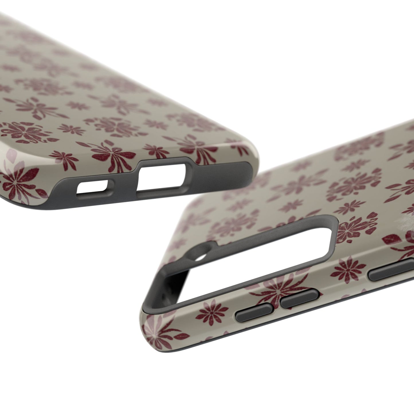 Tough Phone Case — Vintage Red Floral Pattern Protective Cover