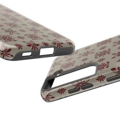Tough Phone Case — Vintage Red Floral Pattern Protective Cover