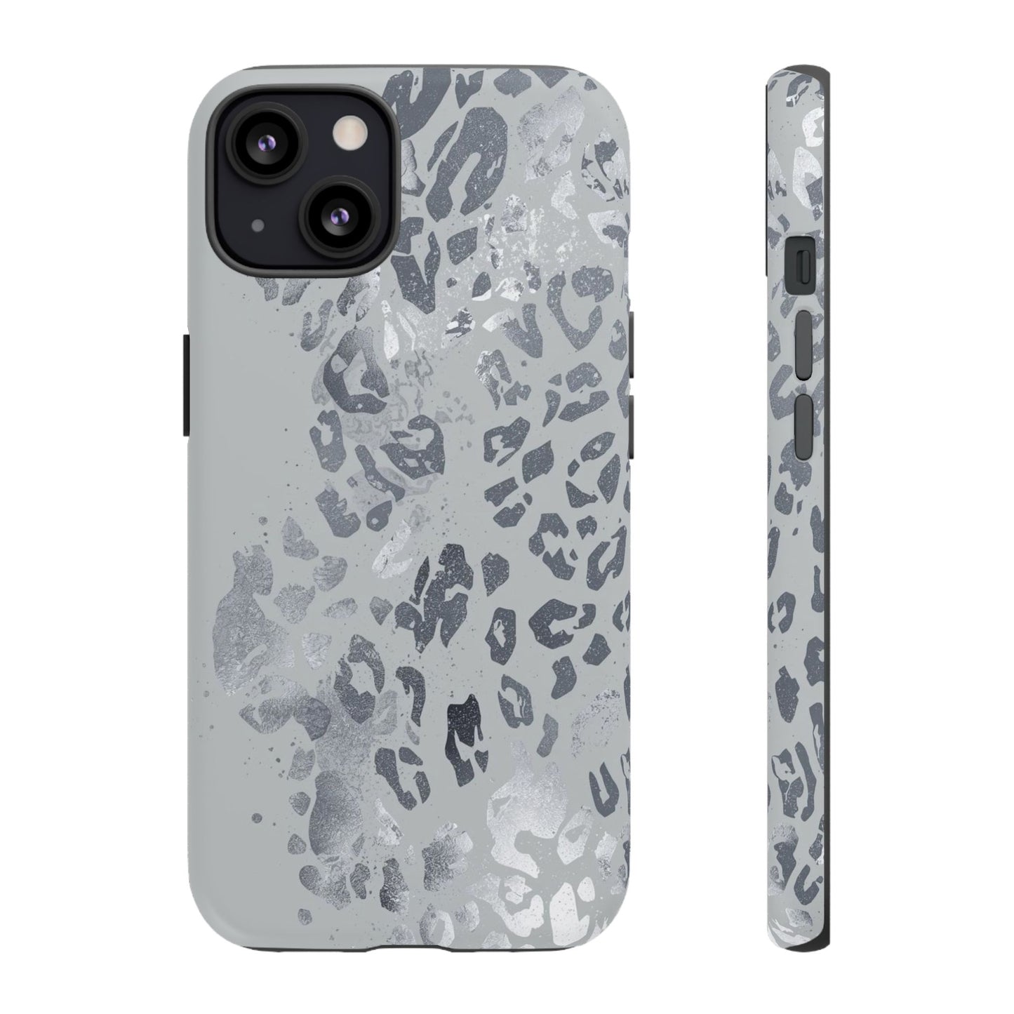 Gray Leopard Print Tough Phone Case