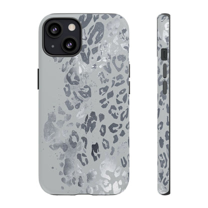 Gray Leopard Print Tough Phone Case