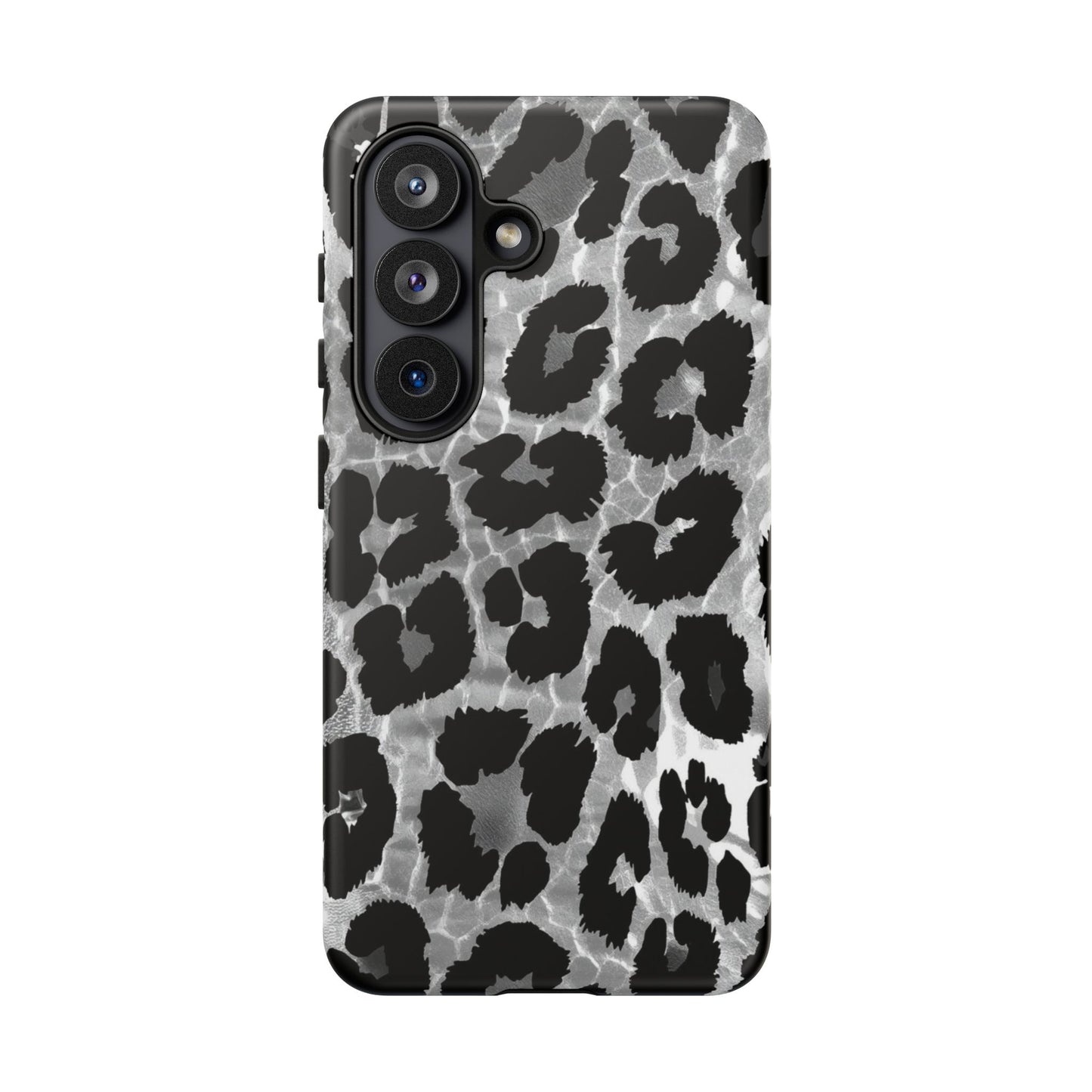 Leopard Print Phone Case — Black & Gray Tough Protective Case