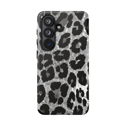 Leopard Print Phone Case — Black & Gray Tough Protective Case