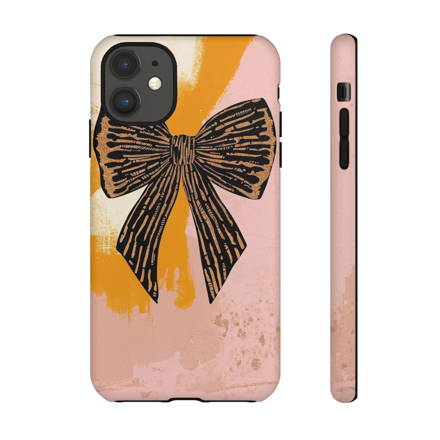 Bow Brushstroke Tough Phone Case — Pink & Mustard