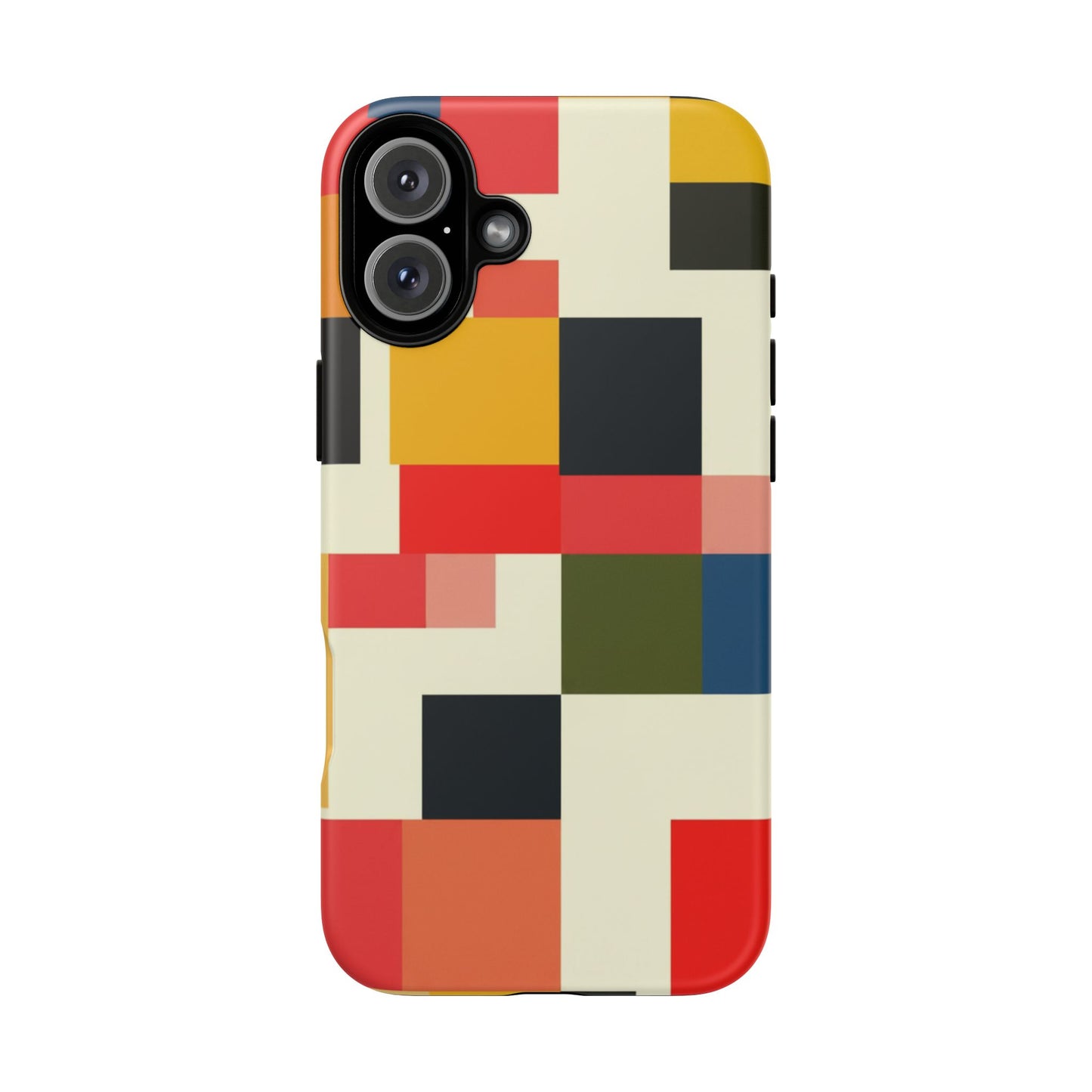 Abstract Color Block Tough Phone Case — Retro Geometric Protective Cover