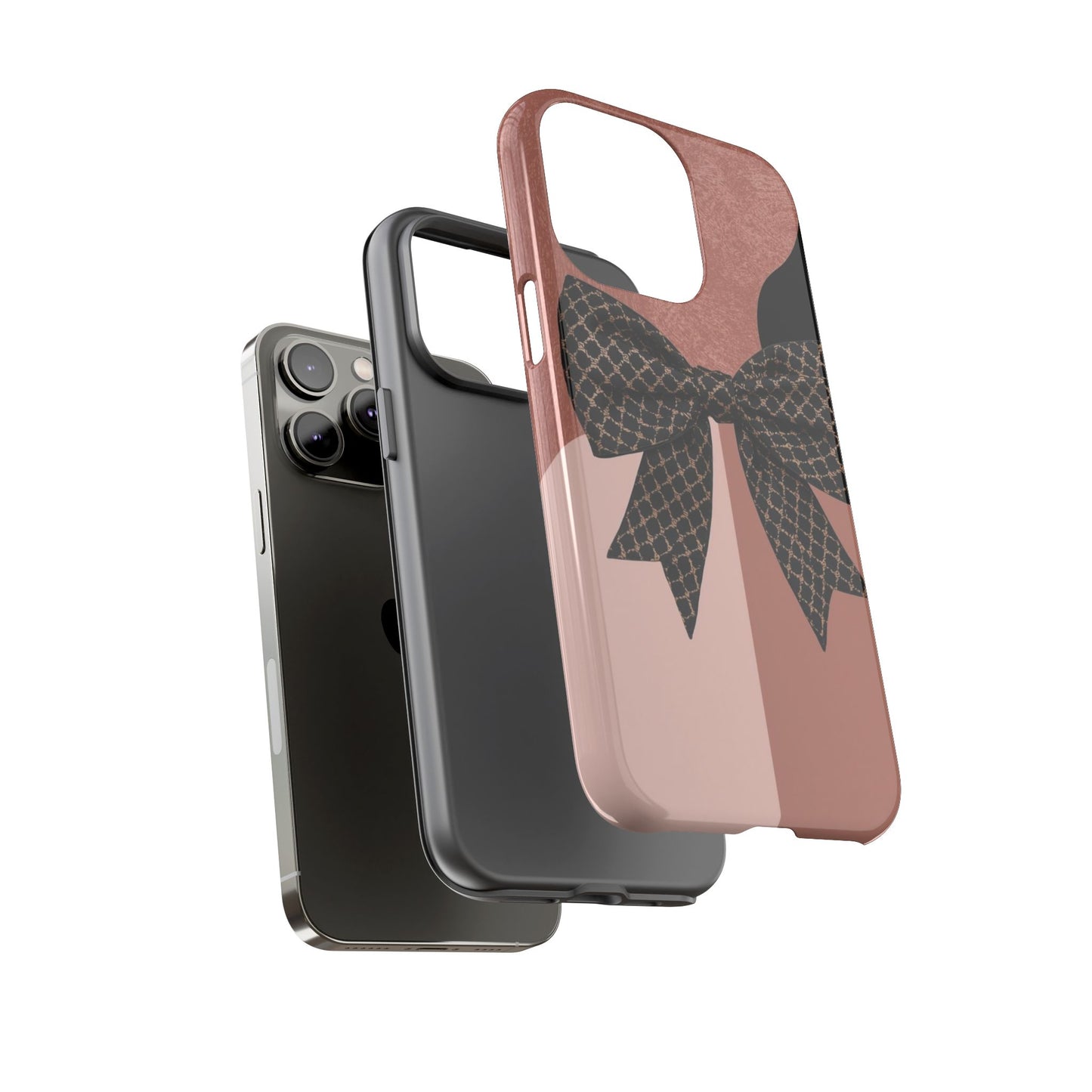 Bow Stripe Tough Phone Case – Pink Mauve Protective Cover