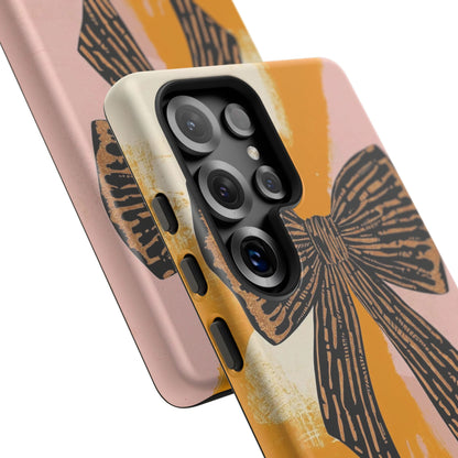 Bow Brushstroke Tough Phone Case — Pink & Mustard