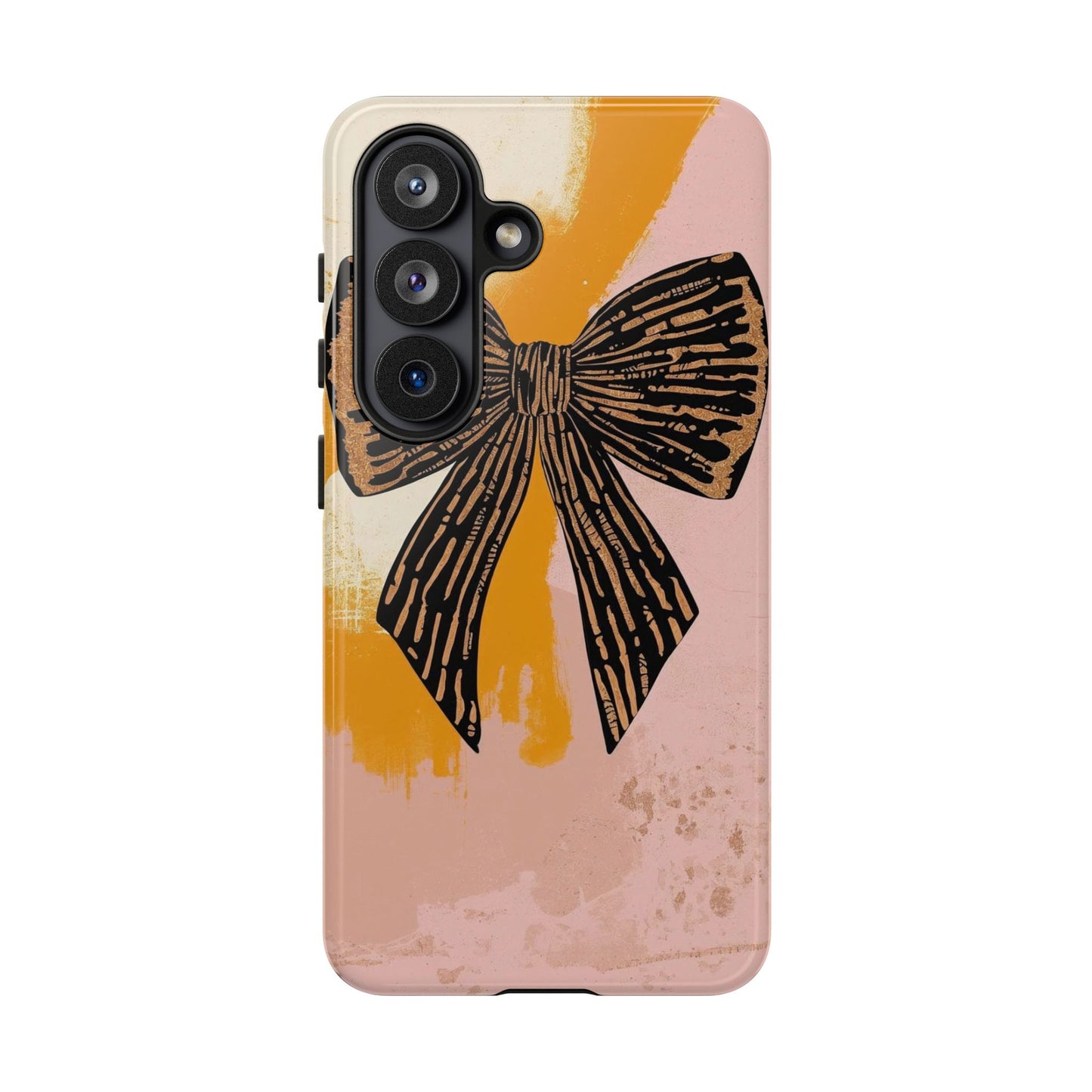 Bow Brushstroke Tough Phone Case — Pink & Mustard