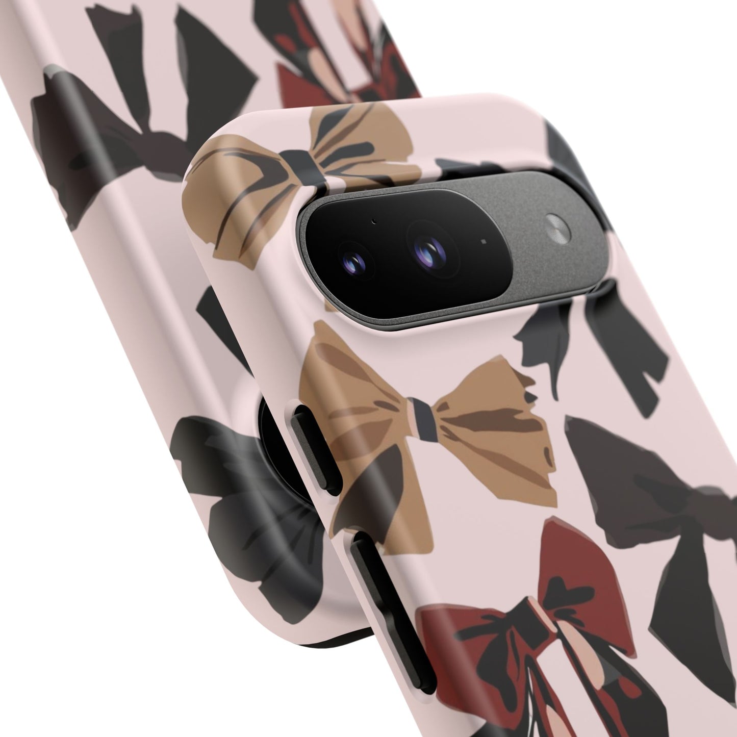 Bow Pattern Phone Case - Pink, Brown & Black Bows Protective Cover