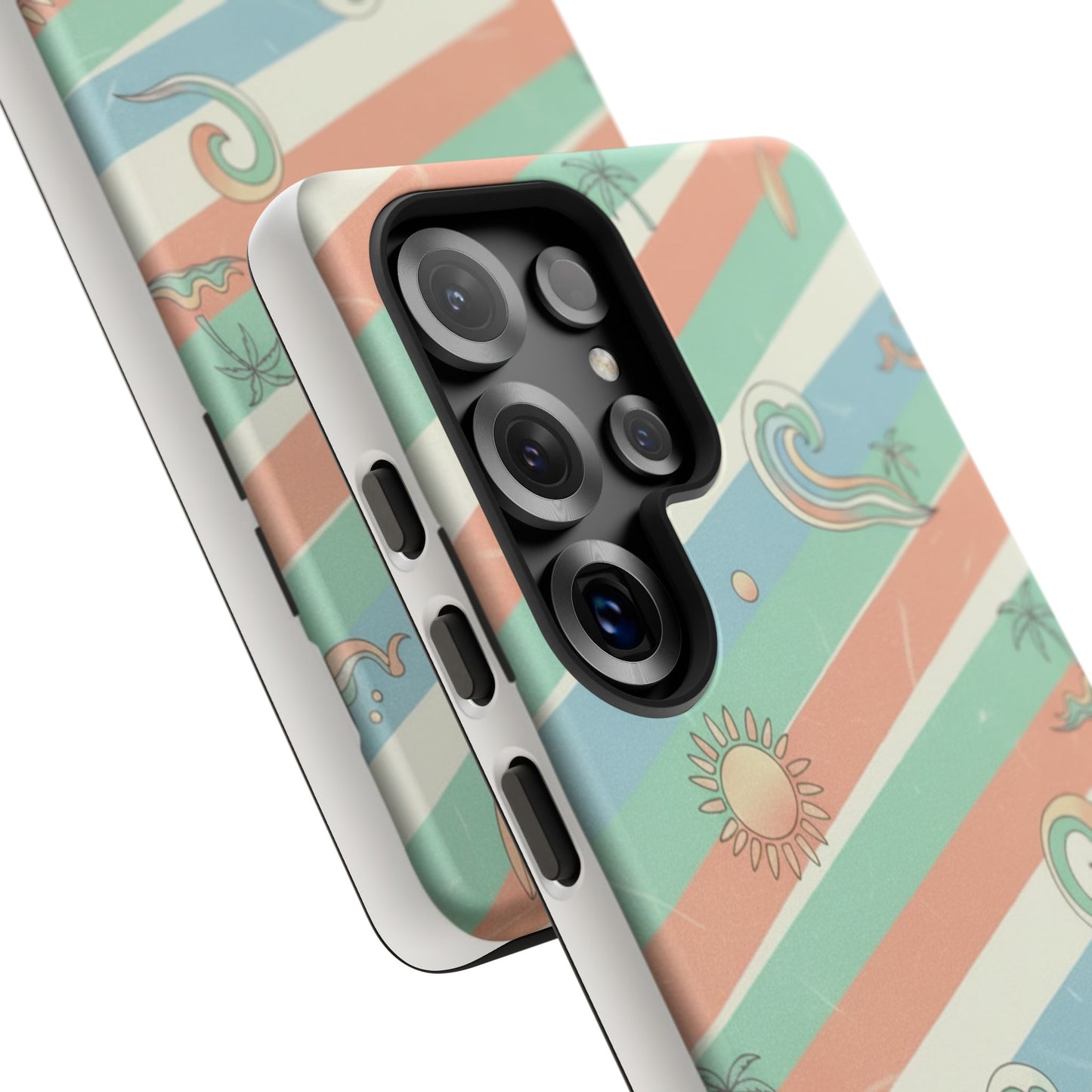 Surf Stripe Tough Phone Case — Retro Beach Waves Pattern