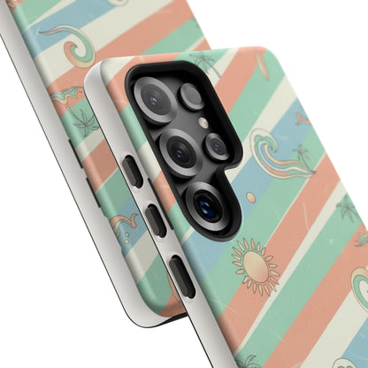 Surf Stripe Tough Phone Case — Retro Beach Waves Pattern