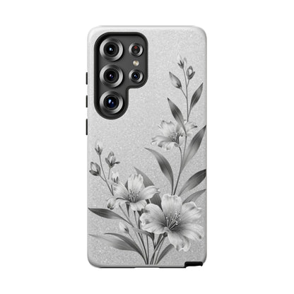 Floral Monochrome Phone Case — Elegant Black & White Lily Design