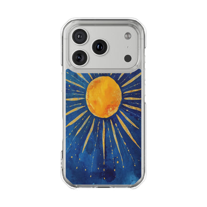 Sunburst Sky Magnetic Clear Phone Case — Protective Artistic Sun Design