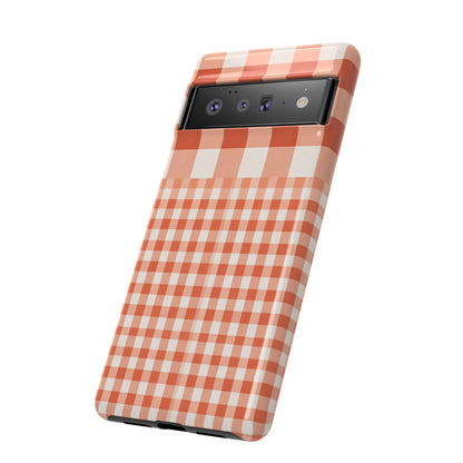 Buffalo Check Tough Phone Case — Orange Gingham Protective Cover