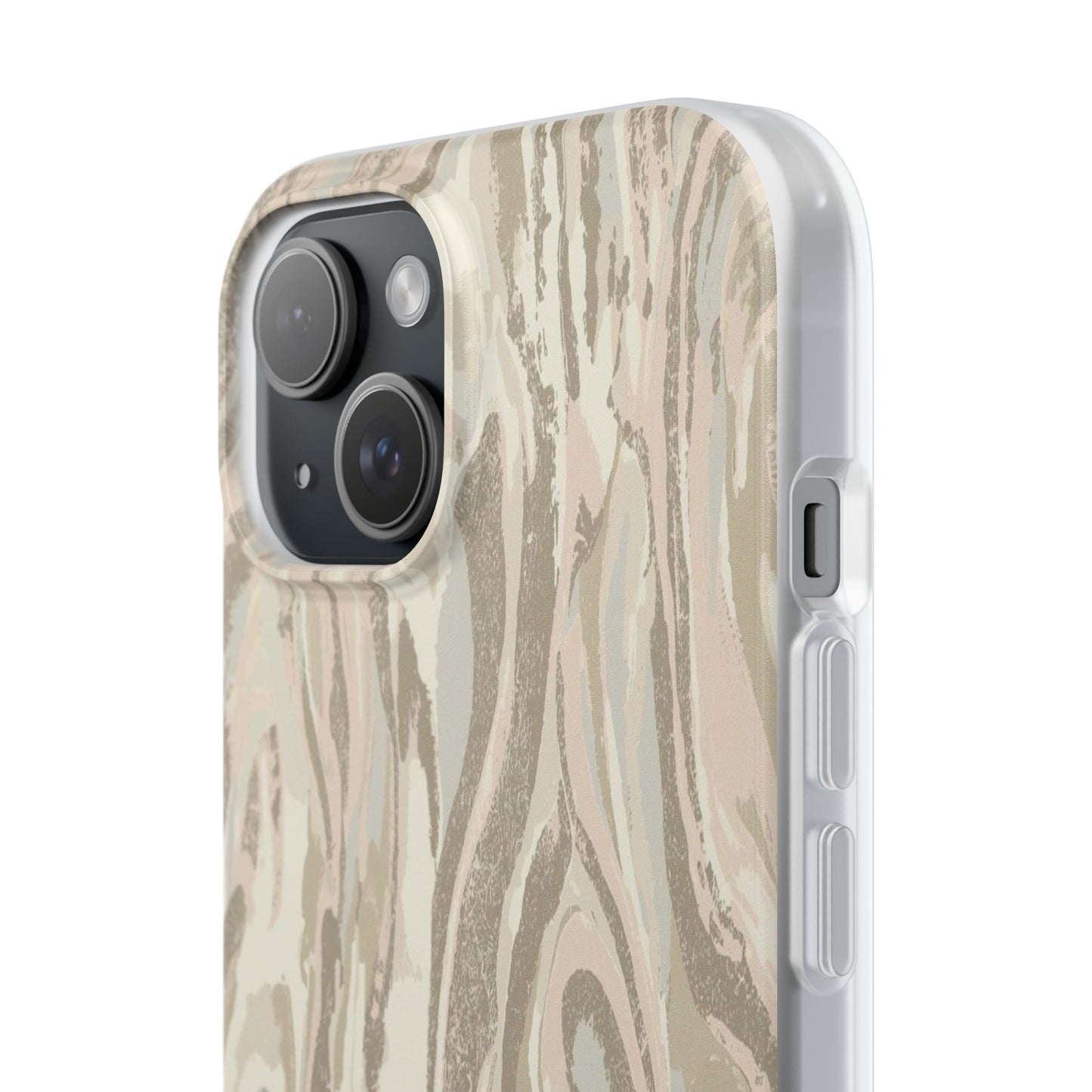 Neutral Marble Swirl Flexi Phone Case — Beige Abstract Protective Cover