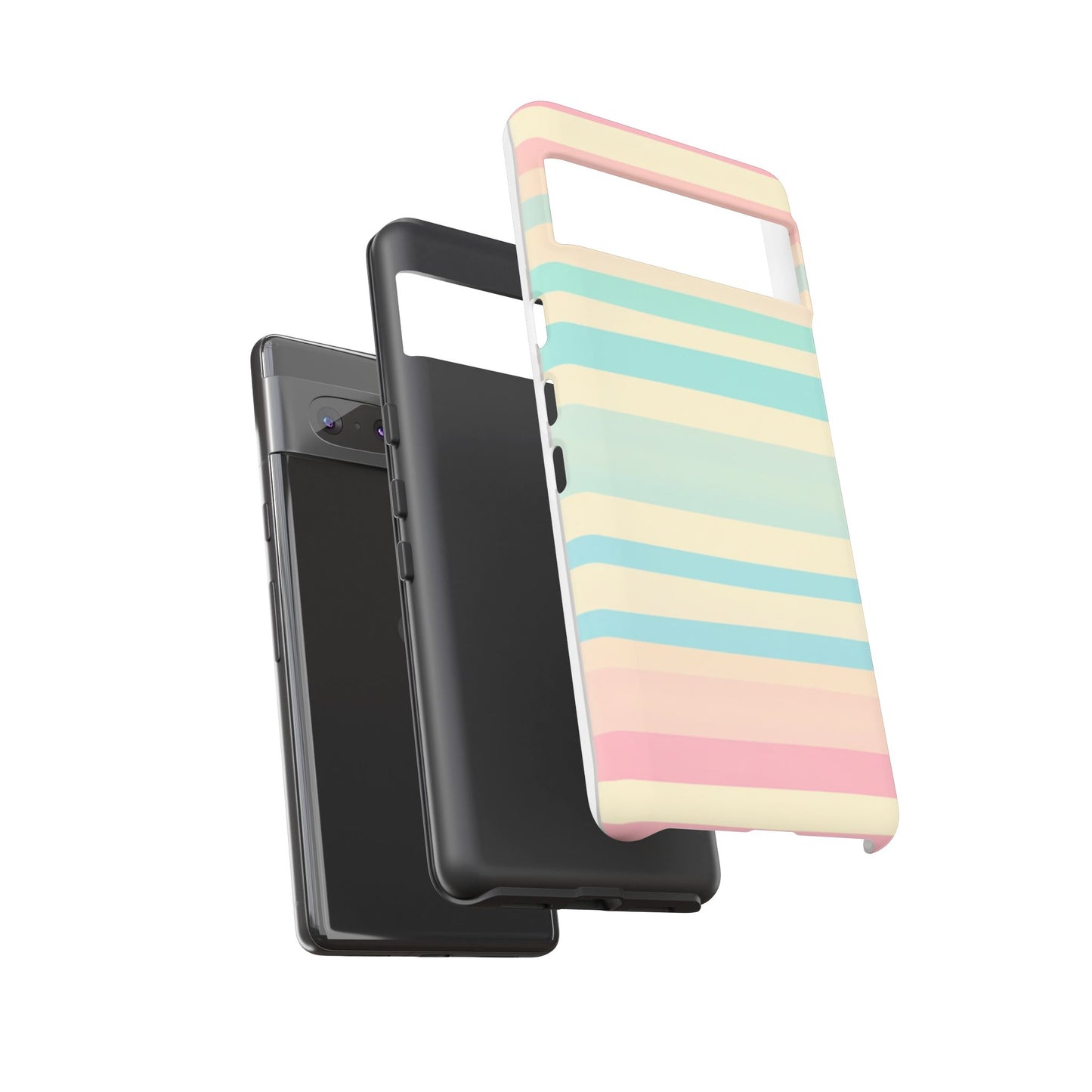 Pastel Striped Tough Phone Case – Protective Retro Rainbow Design