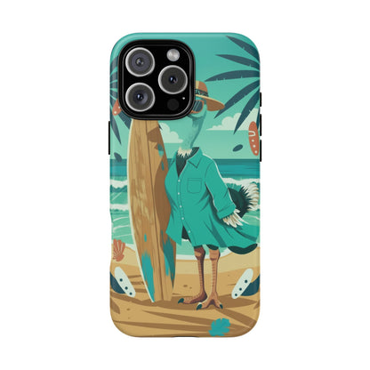 Phone Case — Retro Dressed Seagull Surfing Beach Illustration