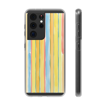 Watercolor Stripe Phone Case — Bright Pastel Vertical Stripes Protective Flexi Case