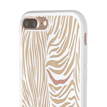 Neutral Zebra Print Flexi Case — Beige & Rose Gold Animal Pattern Phone Cover