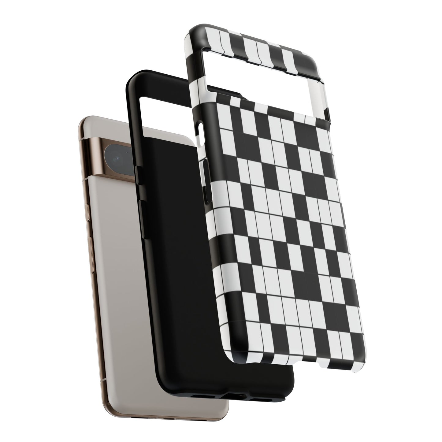 Crossword Grid Phone Case — Black & White Puzzle Pattern Tough Phone Cover