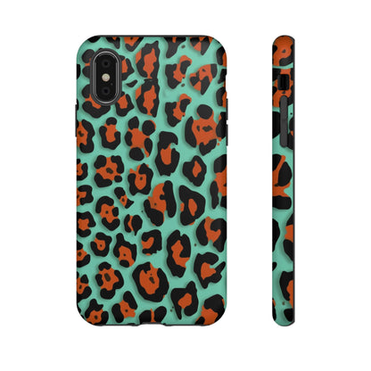 Teal & Rust Leopard Phone Case — Tough Protective Animal Print