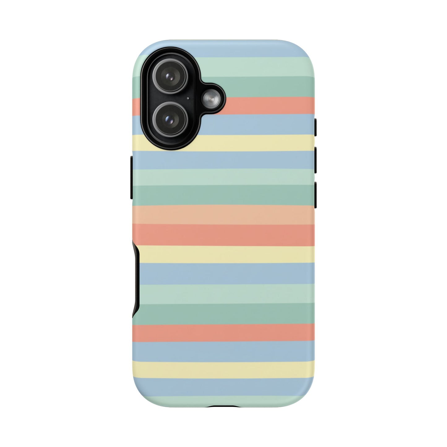 Pastel Striped Phone Case — Retro Horizontal Multi-Color Tough Case