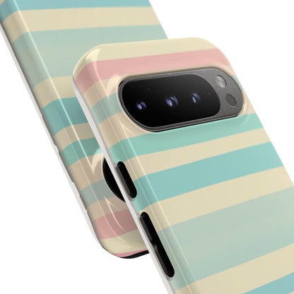 Pastel Striped Tough Phone Case – Protective Retro Rainbow Design