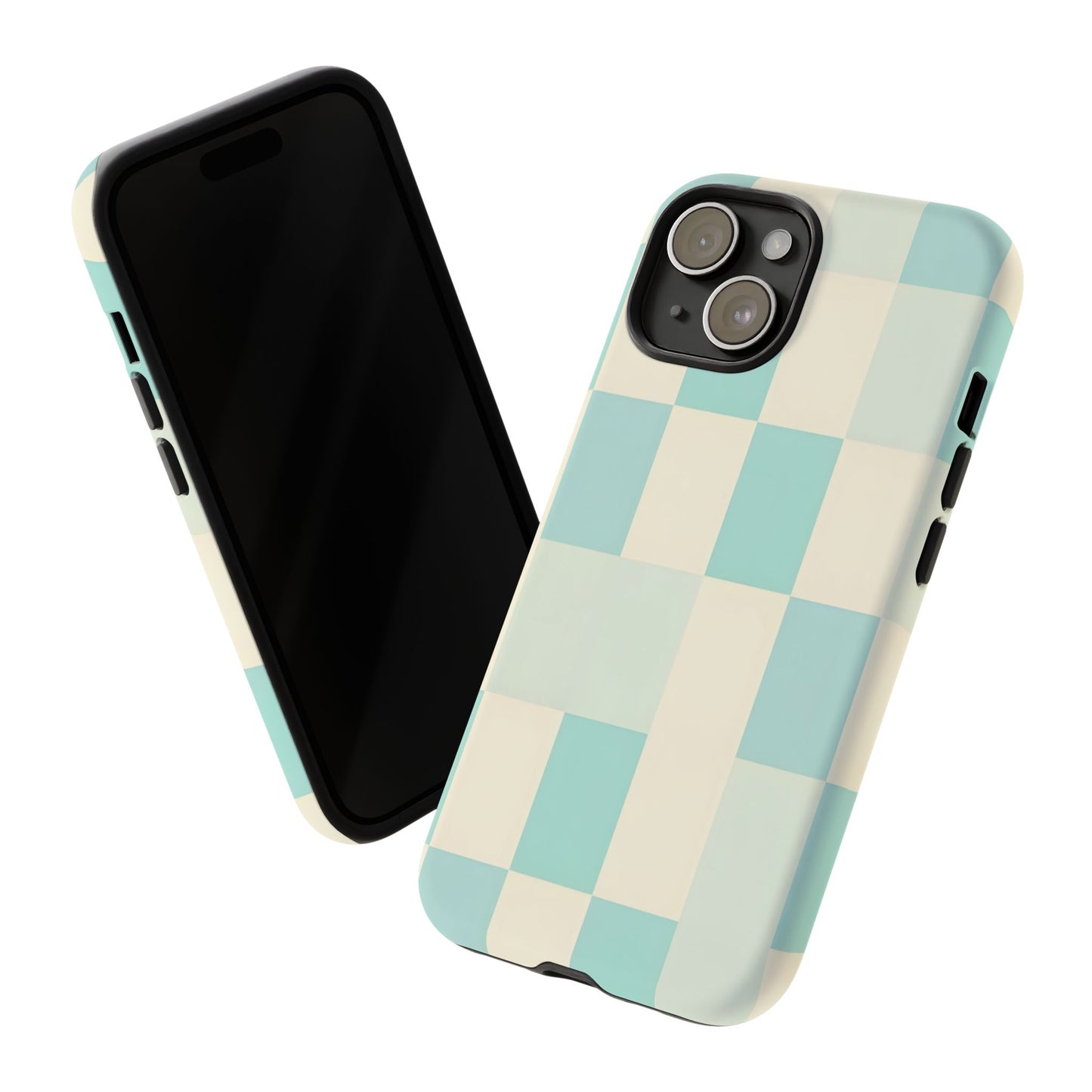 Pastel Checkerboard Tough Case – Mint & Cream Protective Phone Cover