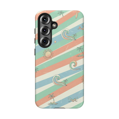 Surf Stripe Tough Phone Case — Retro Beach Waves Pattern