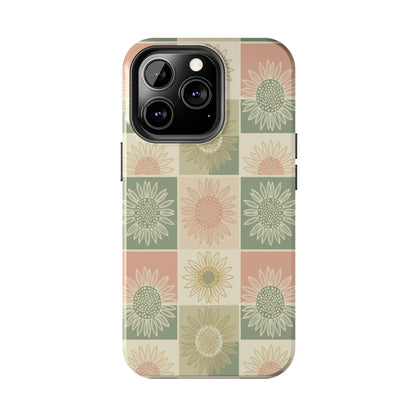Copy of Copy of Copy of Sunflower Check iPhone Tough Phone Case — Retro Pastel Floral Protective Cover