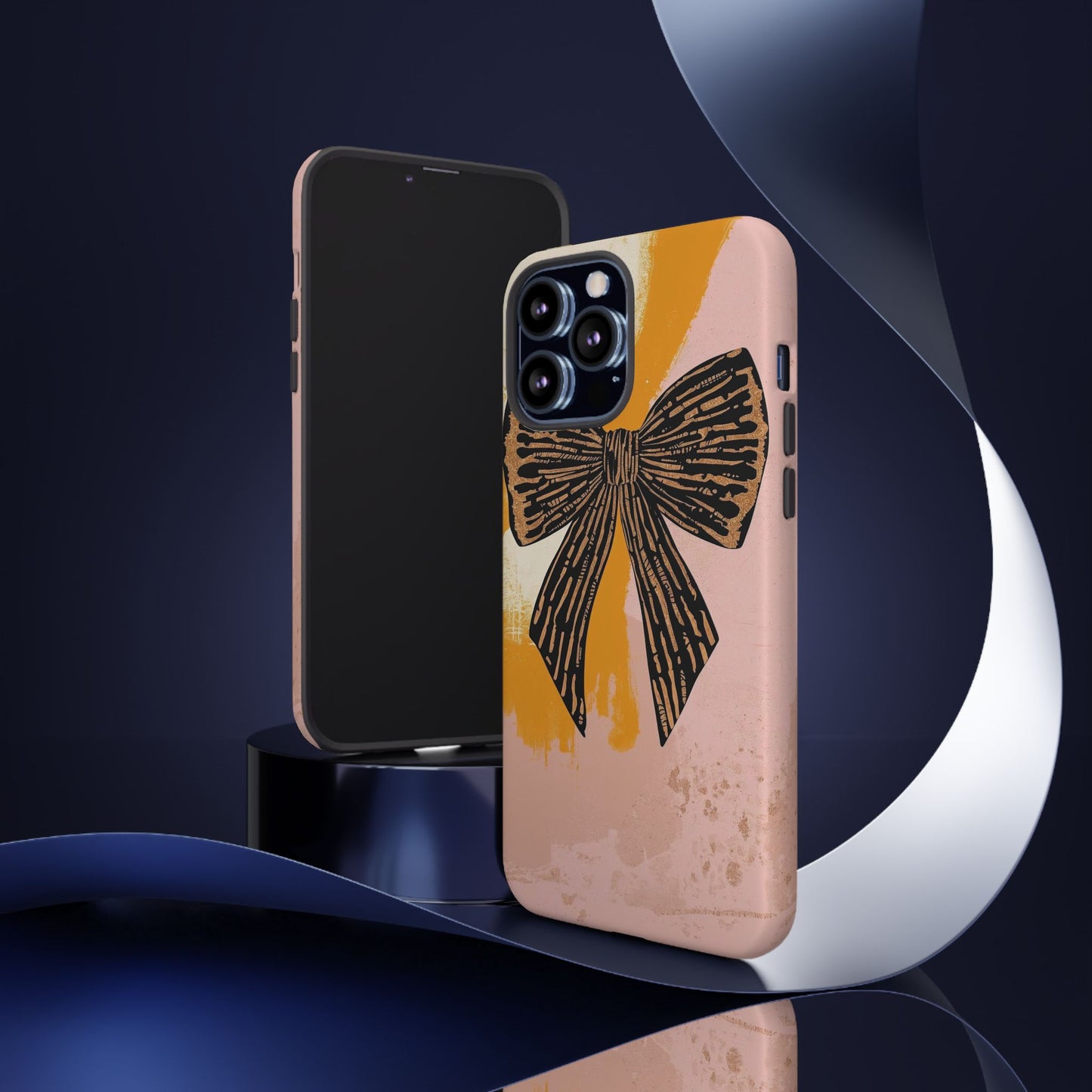 Bow Brushstroke Tough Phone Case — Pink & Mustard