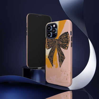 Bow Brushstroke Tough Phone Case — Pink & Mustard