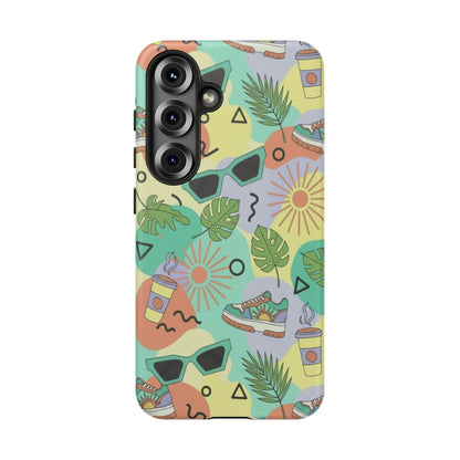 Tropical Summer Phone Case — Retro Sunglasses, Sneakers & Palm Pattern