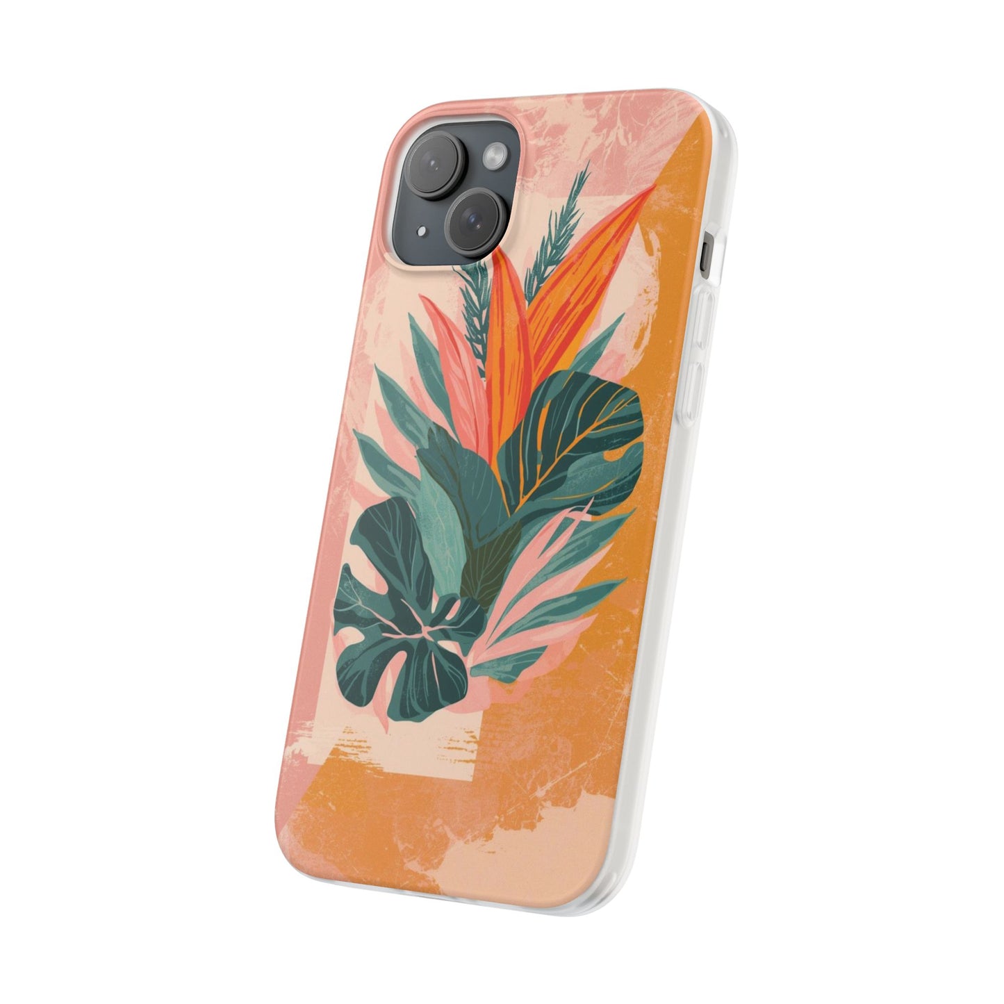 Tropical Botanical Phone Case — Pink & Orange Floral Flexi Case