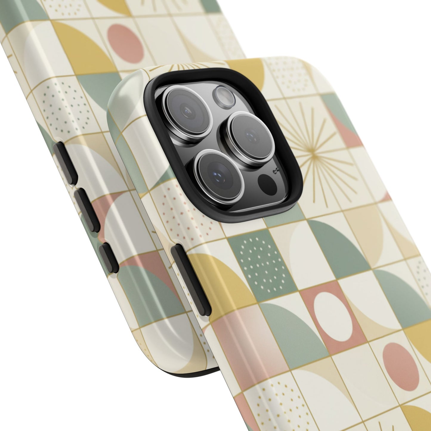 Retro Geometric Tough Phone Case — Pastel Midcentury Pattern