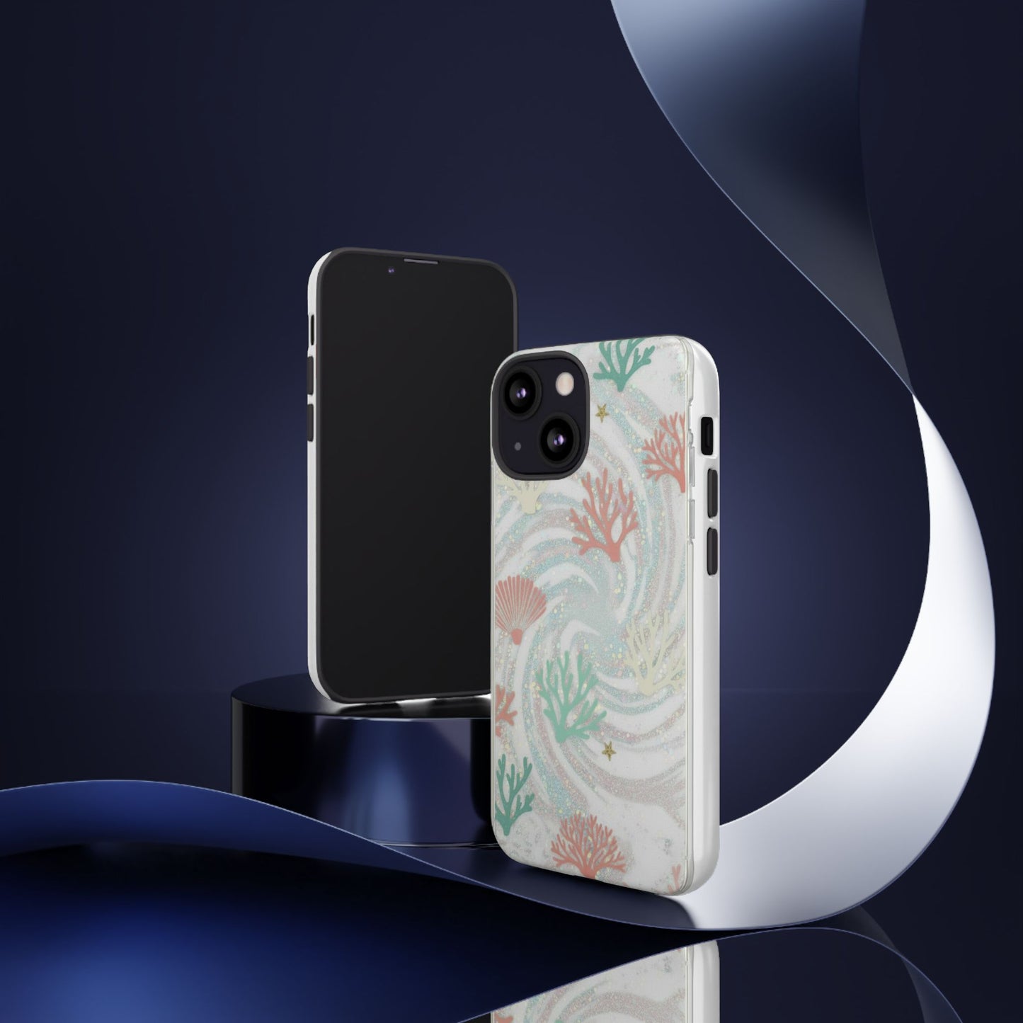 Seafoam Coral Tough Phone Case - Pastel Ocean Wave Design
