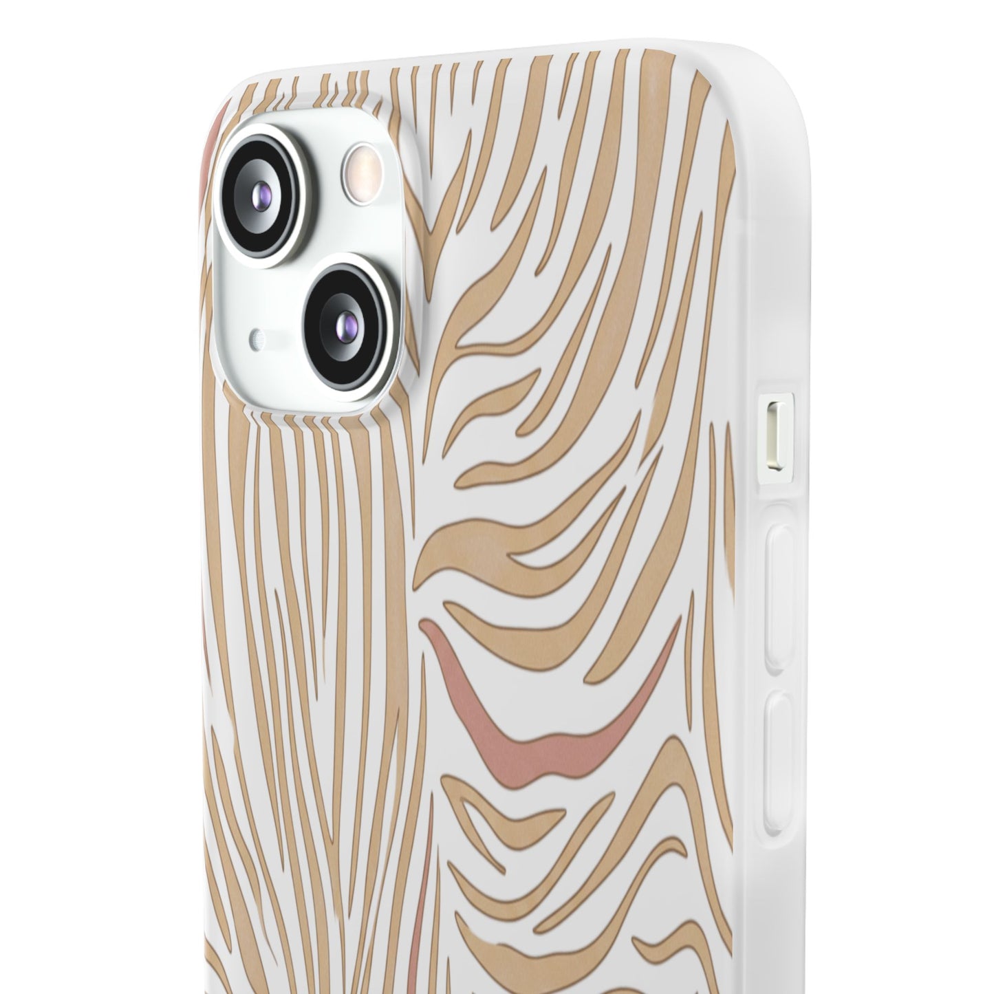 Neutral Zebra Print Flexi Case — Beige & Rose Gold Animal Pattern Phone Cover