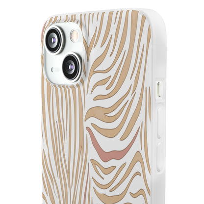 Neutral Zebra Print Flexi Case — Beige & Rose Gold Animal Pattern Phone Cover