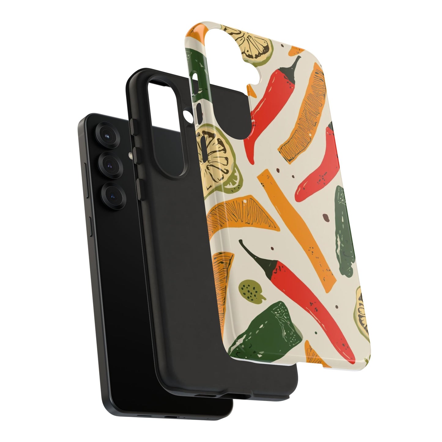 Spicy Peppers Phone Case – Colorful Chili, Lime & Citrus Pattern