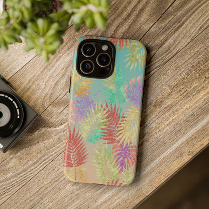 Tropical Palm Leaf Tough Phone Case – Colorful Pastel Botanical Protection