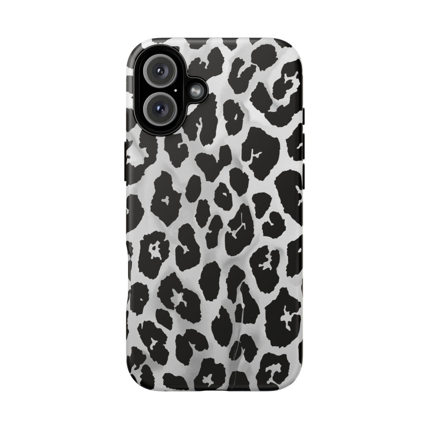 Leopard Print Tough Phone Case – Black & White Animal Pattern Protective Cover