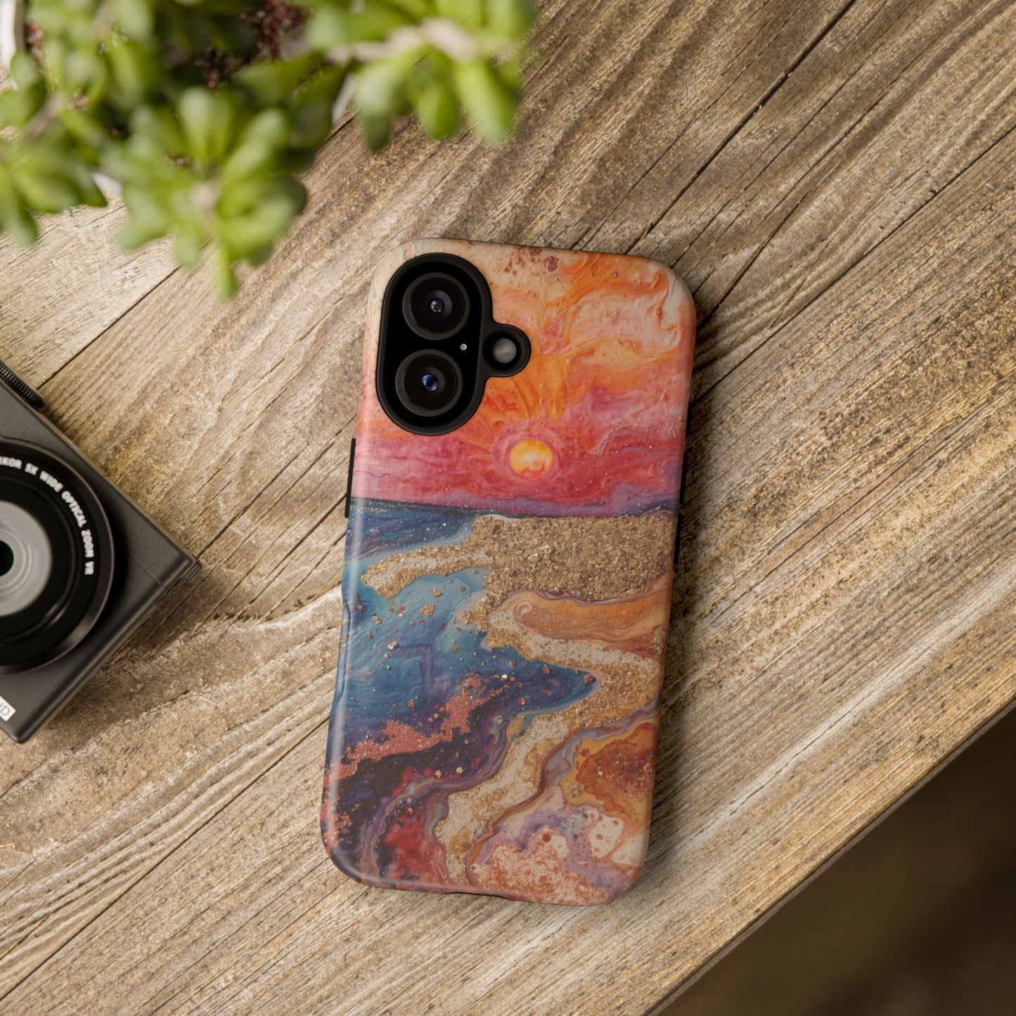 Sunset Coast Phone Case — Colorful Abstract Beach Art Tough Case