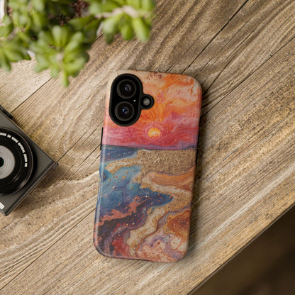 Sunset Coast Phone Case — Colorful Abstract Beach Art Tough Case