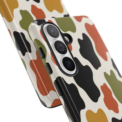 Camouflage Pattern Tough Phone Case – Retro Olive, Rust & Mustard Protective Cover