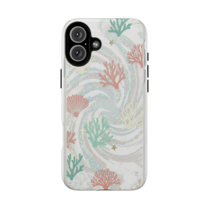Seafoam Coral Tough Phone Case - Pastel Ocean Wave Design