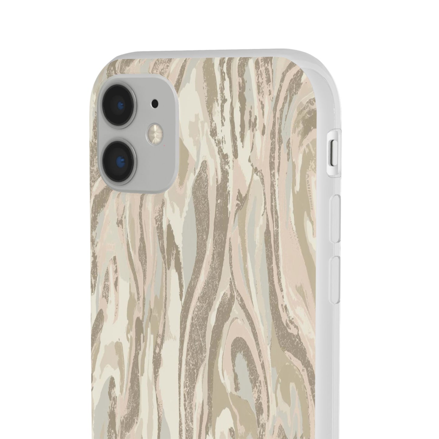 Neutral Marble Swirl Flexi Phone Case — Beige Abstract Protective Cover