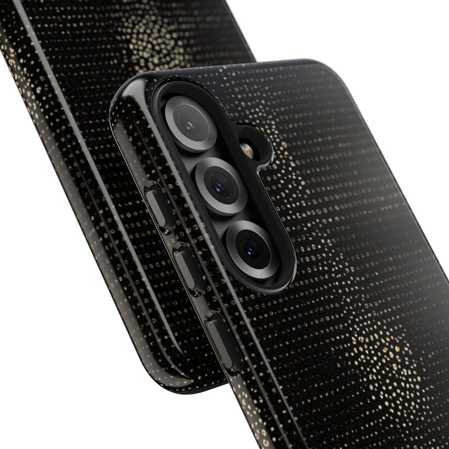 Tough Phone Case — Black Textured Metallic Dot Shield