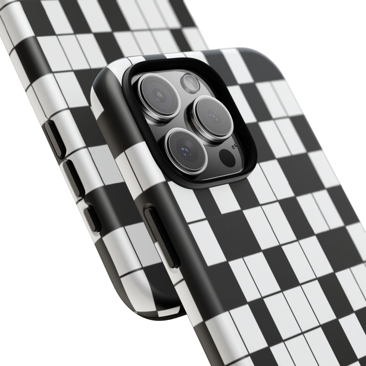 Crossword Grid Phone Case — Black & White Puzzle Pattern Tough Phone Cover