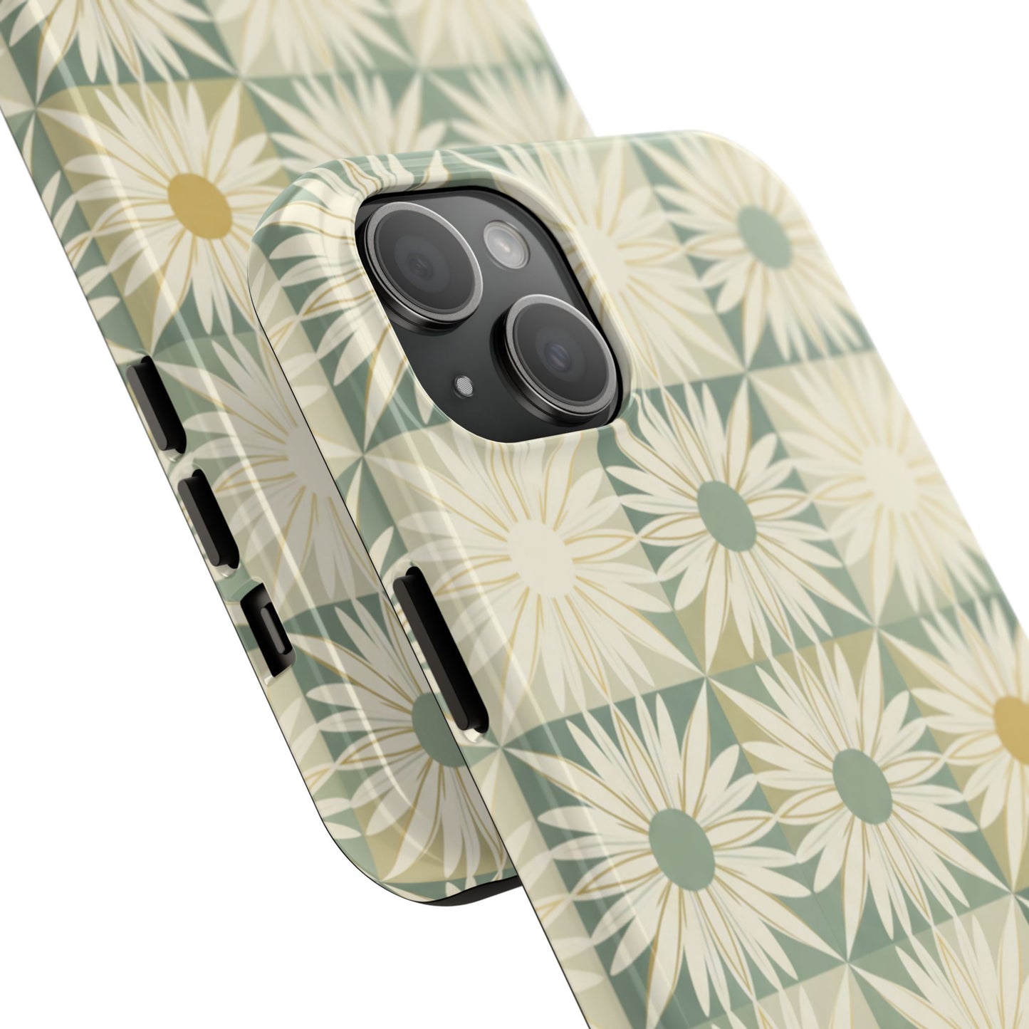 Retro Daisy Tough Phone Case — Vintage Floral Protective Cover for iPhone