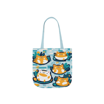 Cute Orange Cat Pattern Canvas Tote Bag — Repeat Kitty Print Grocery & Beach Bag