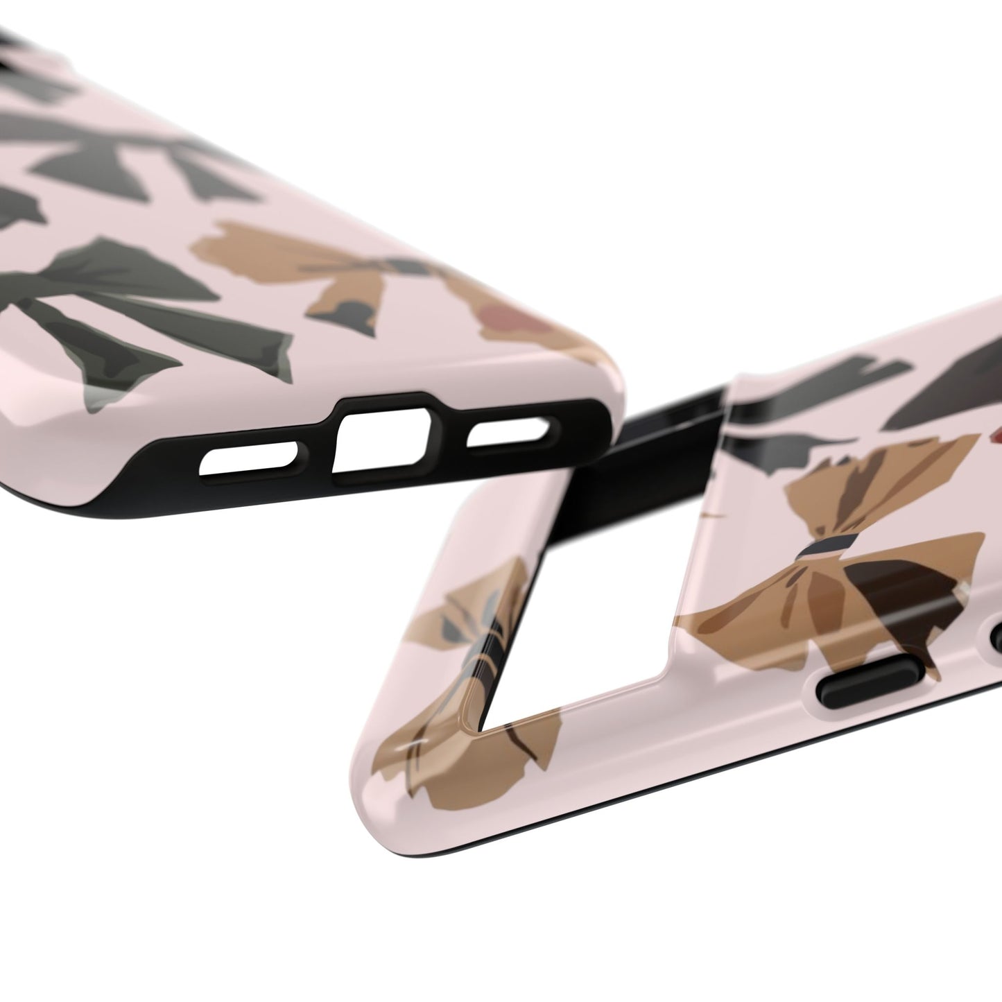 Bow Pattern Phone Case - Pink, Brown & Black Bows Protective Cover